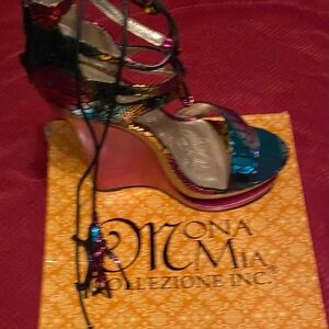 Mona Mia Multicolor Strappy Platform Wedges